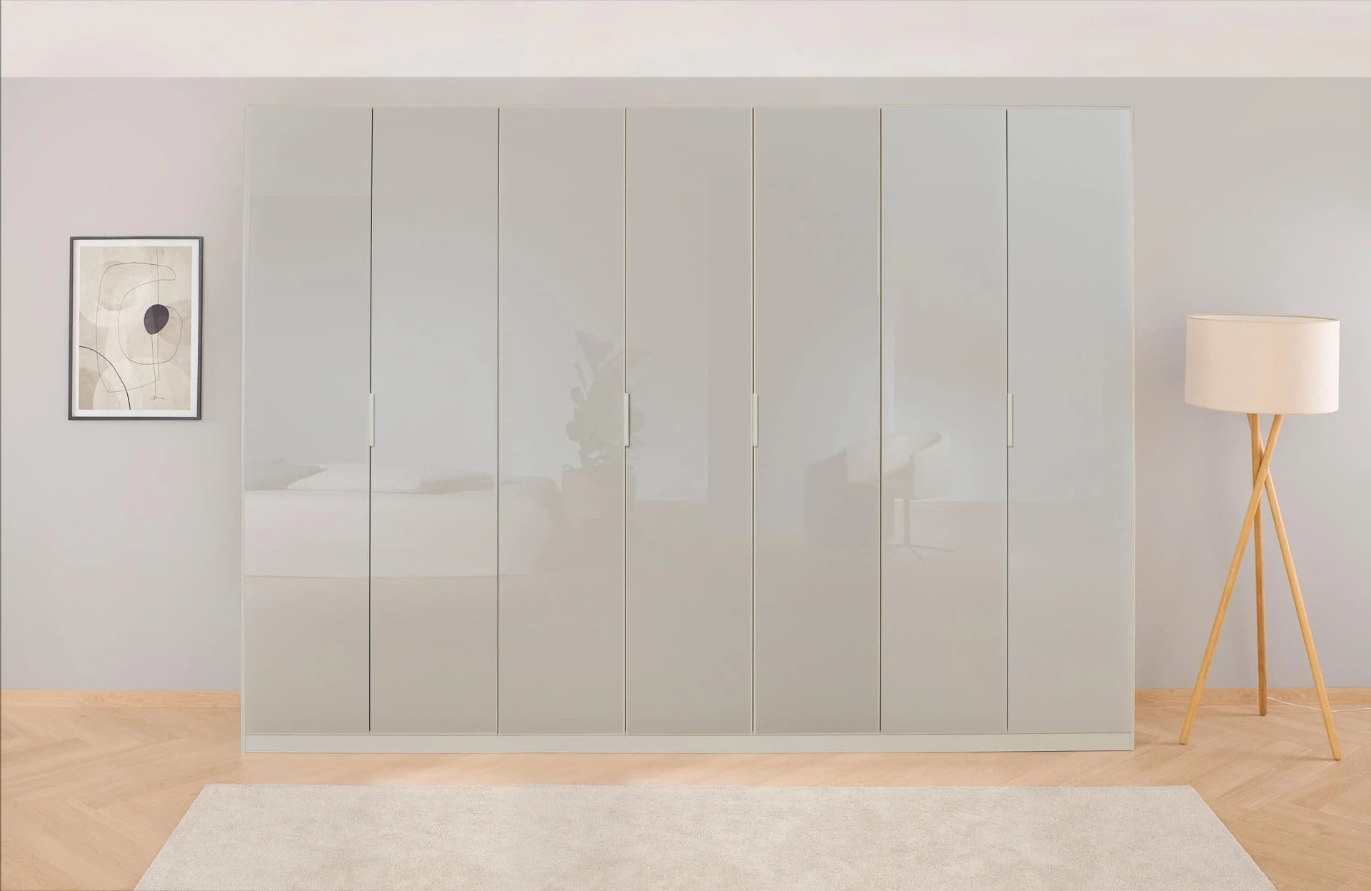 RAUCH KOLUNA Drehtürenschrank Seidengrau mit Glasfront