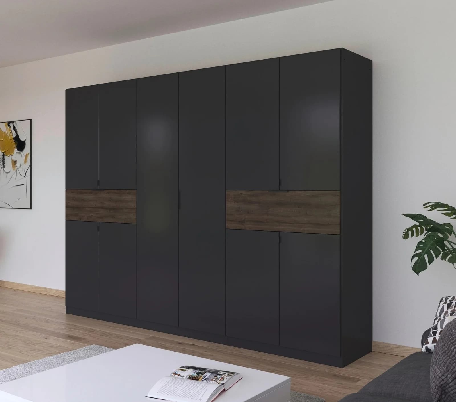Rauch Kleiderschrank TICAO Grau Atlantic Oak 271 cm
