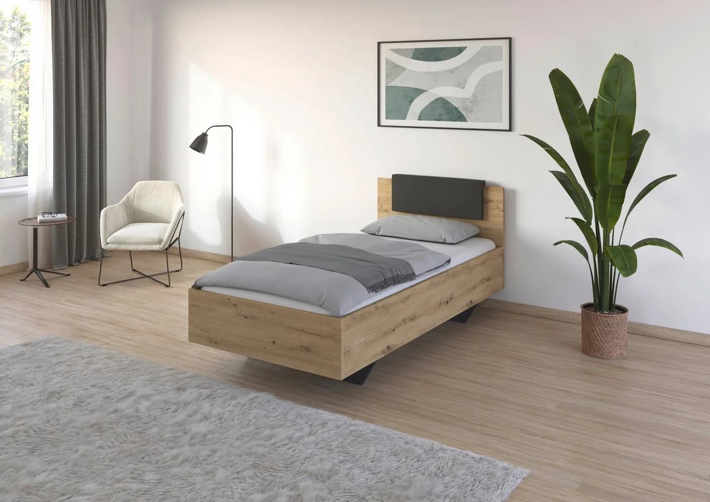Rauch MAIKA Einzelbett Komfortbett Schwarz Eiche Artisan