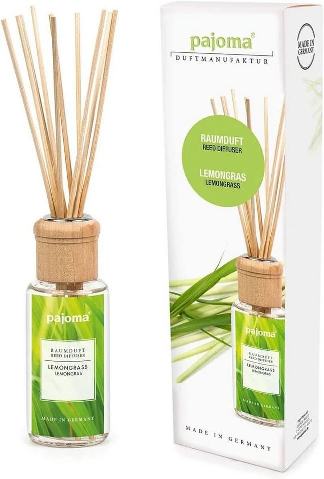 pajoma® Raumduft Diffuser mit Rattanstäbchen & Holz-Aufsatz