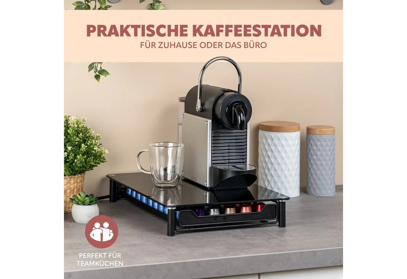 bremermann Kaffeekapselbox Nespresso Kapselhalter Glasplatte 60x