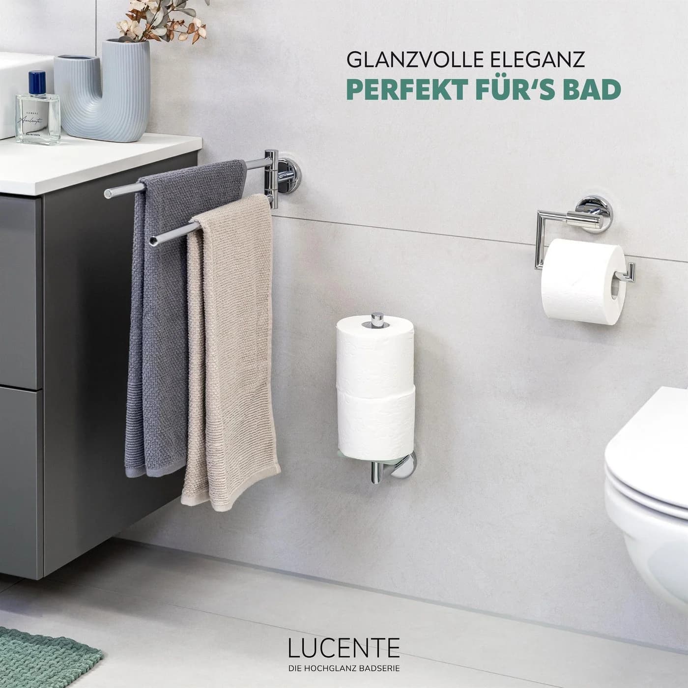 bremermann Toiletten-Ersatzrollenhalter LUCENTE Glas Edelstahl Silber