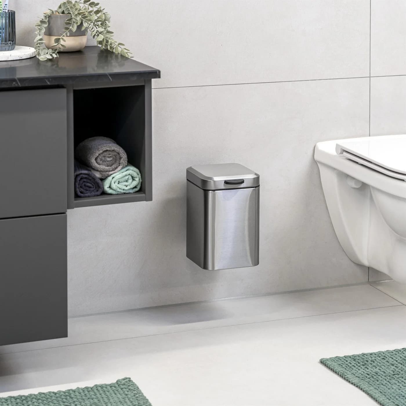 bremermann Wand-Kosmetikeimer Edelstahl 3L Softclose Silber