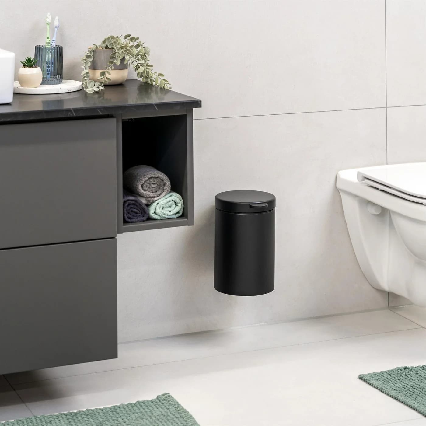 bremermann Wand-Kosmetikeimer 3l Schwarz Softclose