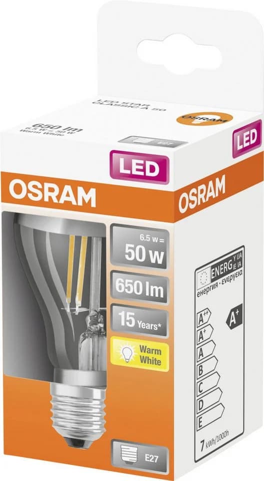 OSRAM LED-Lampe E27 6,5W Mirror silver 2.700K