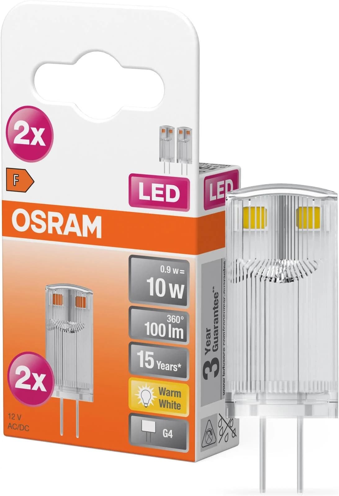 LED-Stiftsockellampe G4 0,9W 827 2er Set Osram