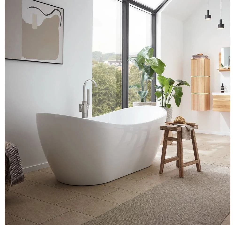 HOME DELUXE Freistehende Badewanne Ovalo Weiß Acryl