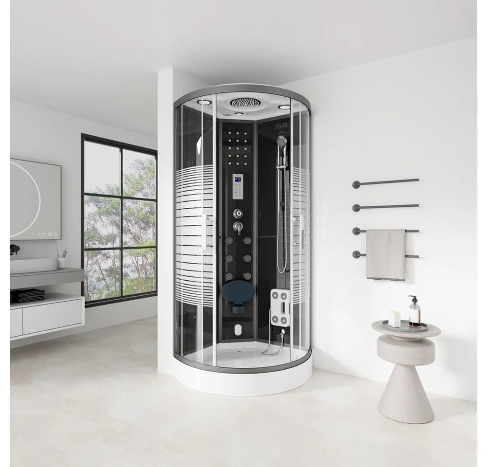HOME DELUXE Dampfdusche BLACK PEARL mit LED-Beleuchtung und Radio