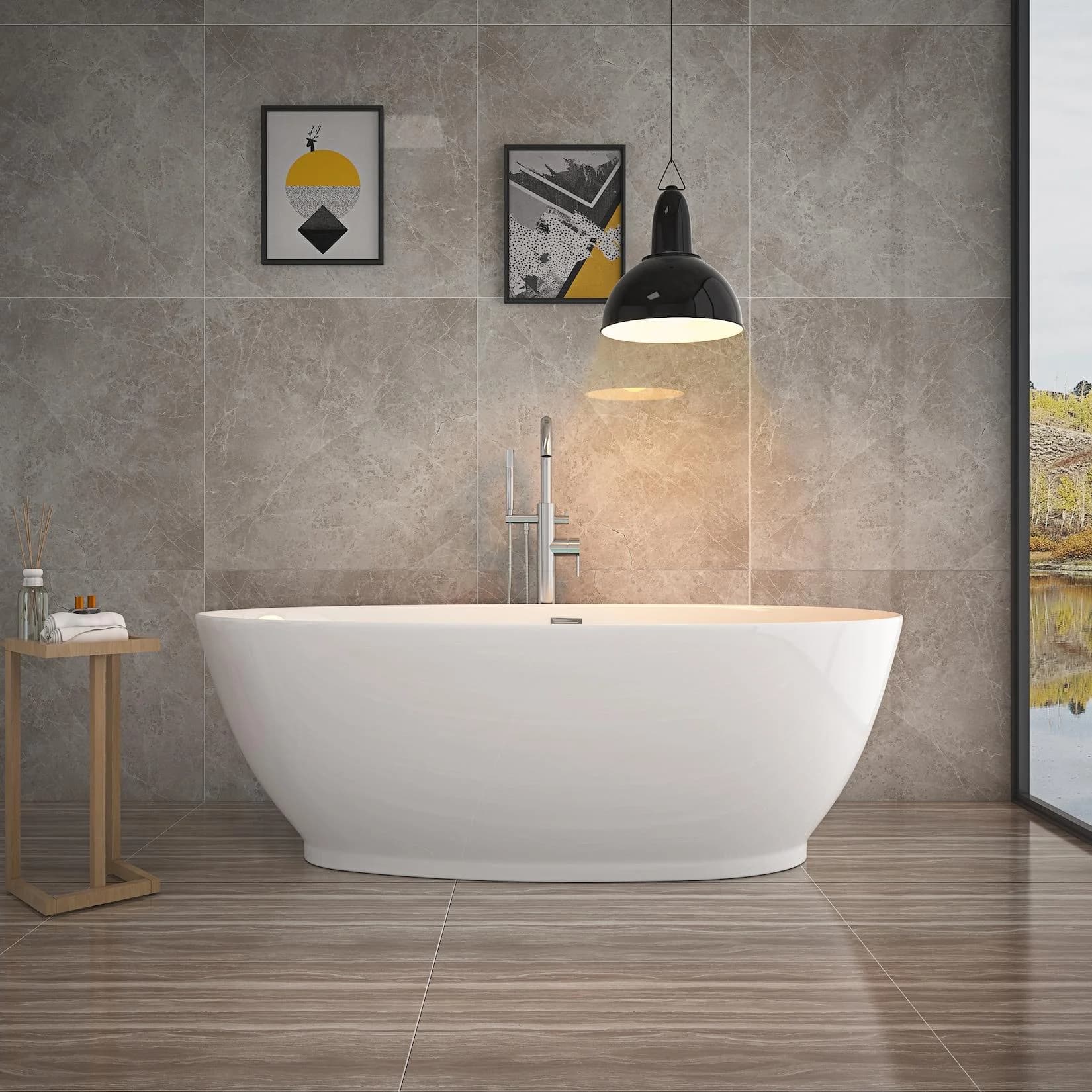 HOME DELUXE Freistehende Badewanne DELIA Weiß Acryl