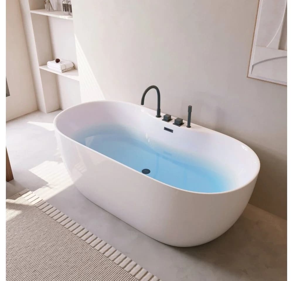 HOME DELUXE Badewanne LENI mit schwarzer Armatur, 170 x 80 x 58 cm