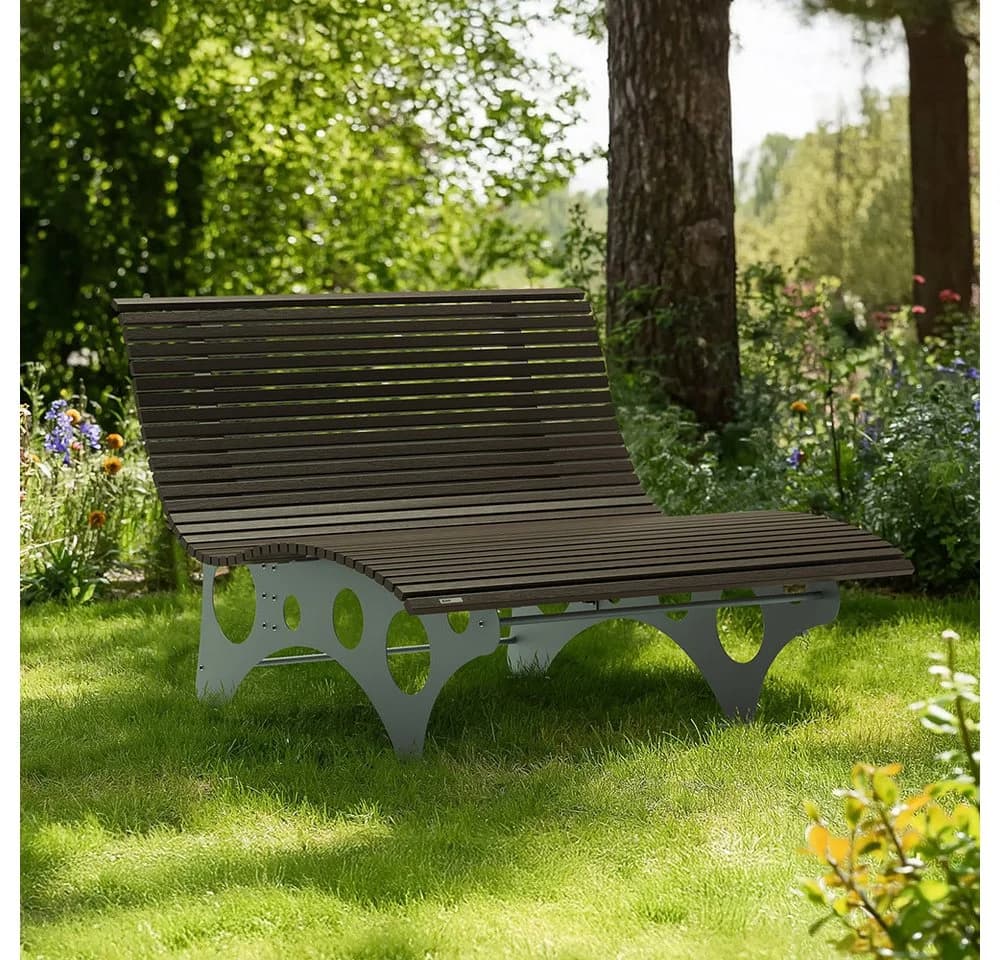 HOME DELUXE Wellenliege NIRA Braun Grau WPC Gartenliege