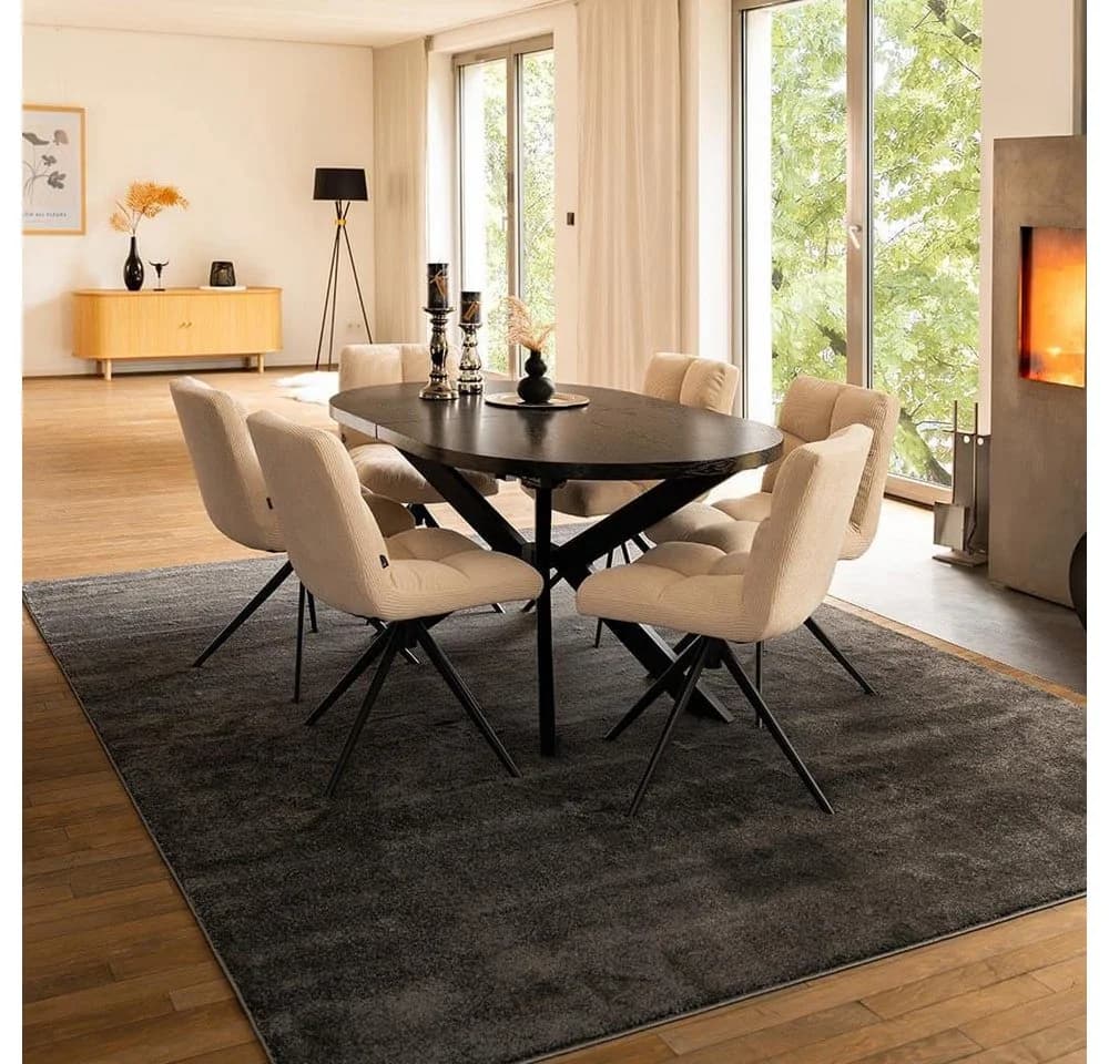 HOME DELUXE Esstisch AVENTI Ausziehbar Dunkelbraun Metallgestell