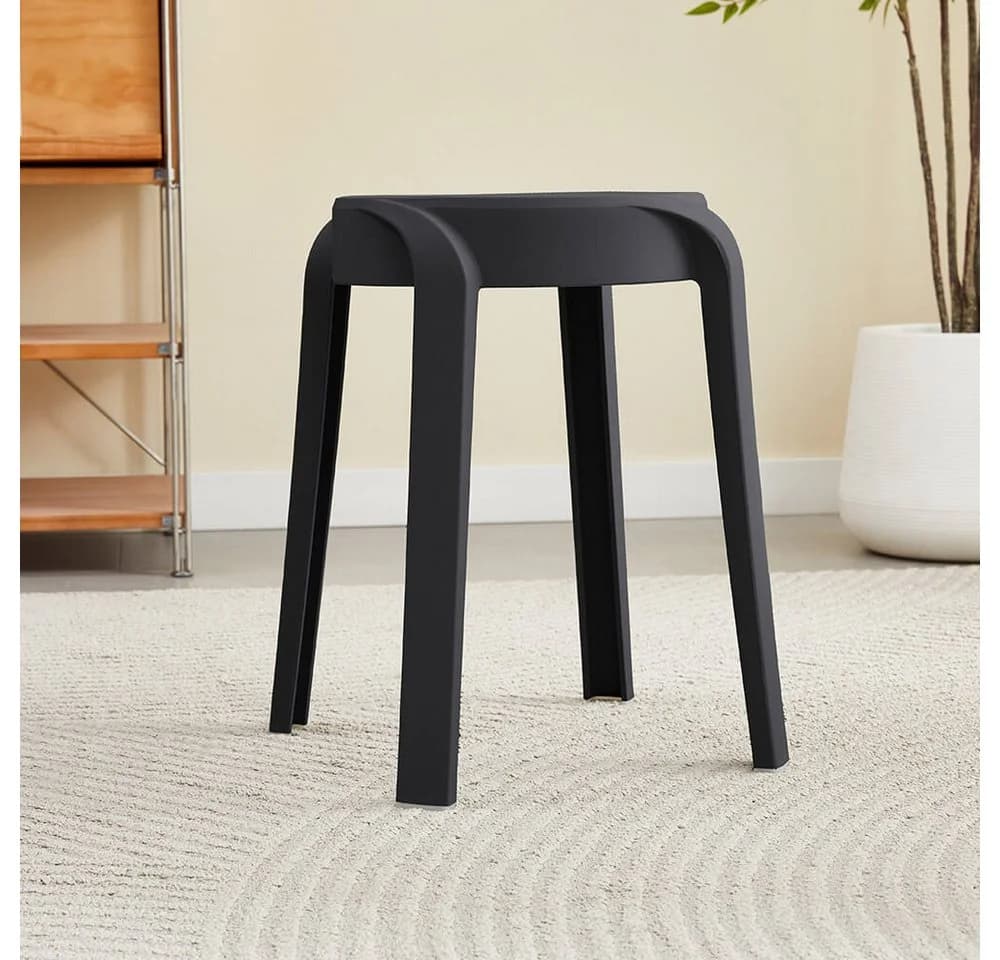 HOME DELUXE Stapelhocker NIVO 6er Set Schwarz Polypropylen