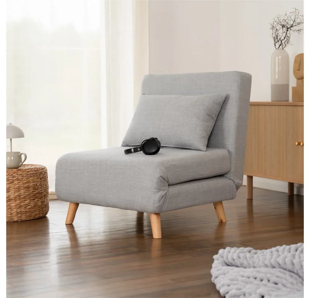 HOME DELUXE Sessel Schlafsessel SNOOZE Grau 3-in-1 Design