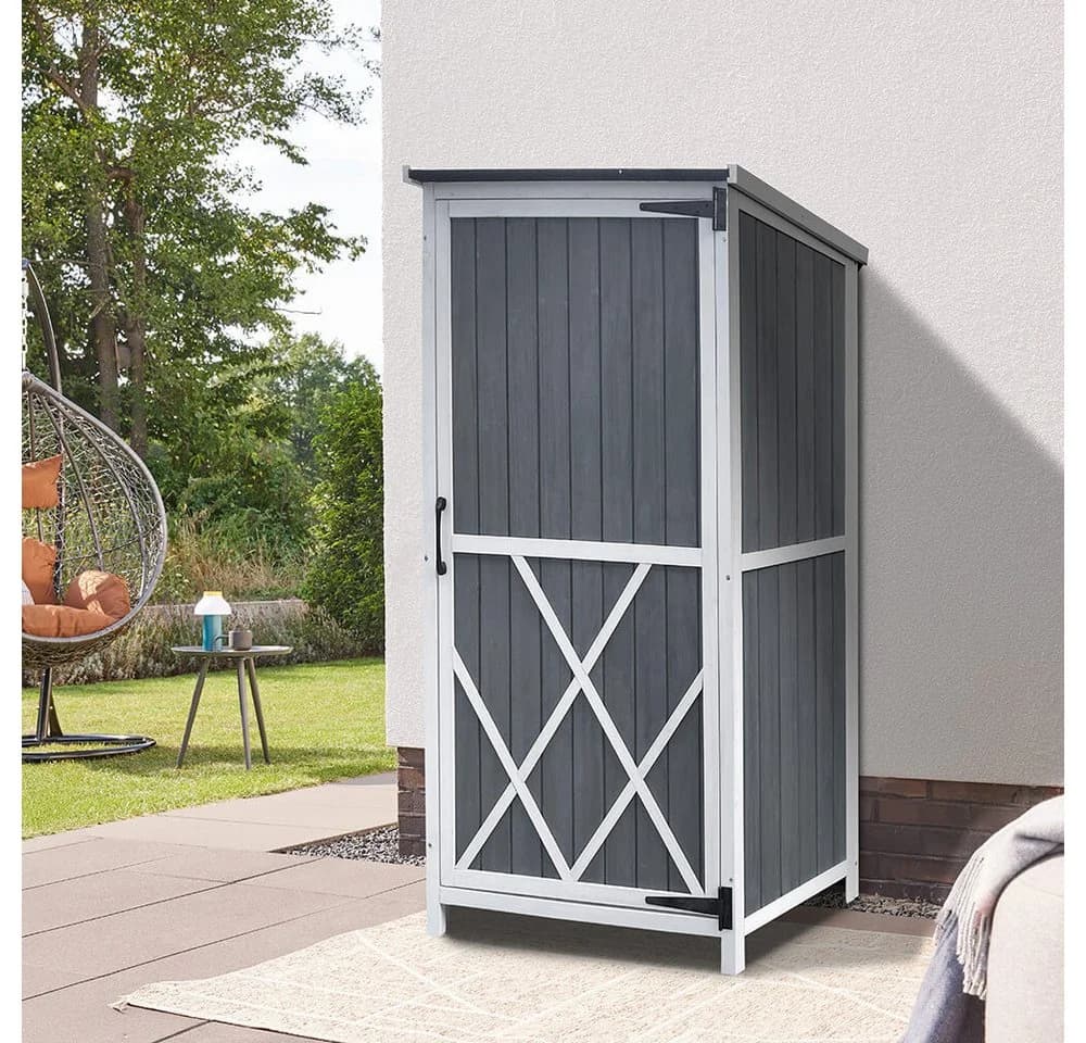 HOME DELUXE Gartenschrank YANA Tannenholz Zwei-Farben-Design