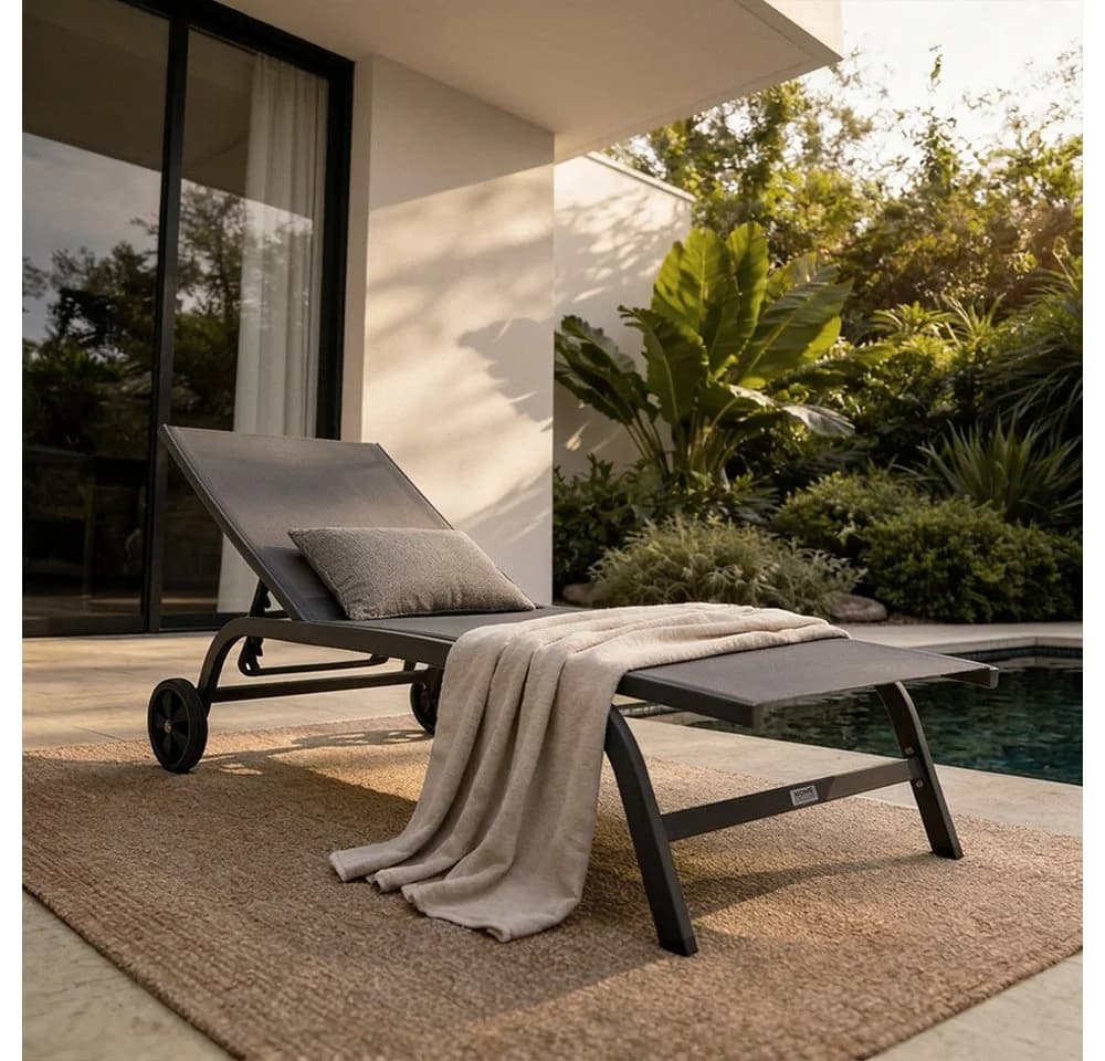 HOME DELUXE Gartenliege NAILEA DELUXE Anthrazit mit Rollen