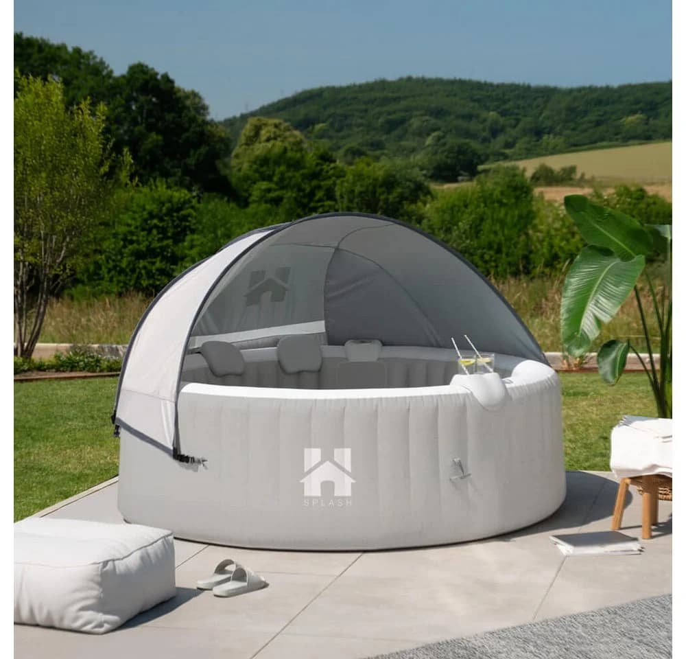 HOME DELUXE Whirlpool SPLASH Aufblasbar Grau mit Sonnendach