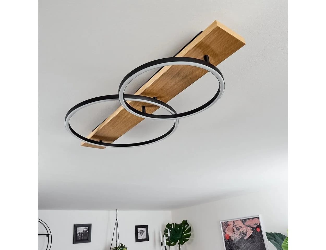 hofstein 2-flammige LED Deckenleuchte Modern Braun/Schwarz
