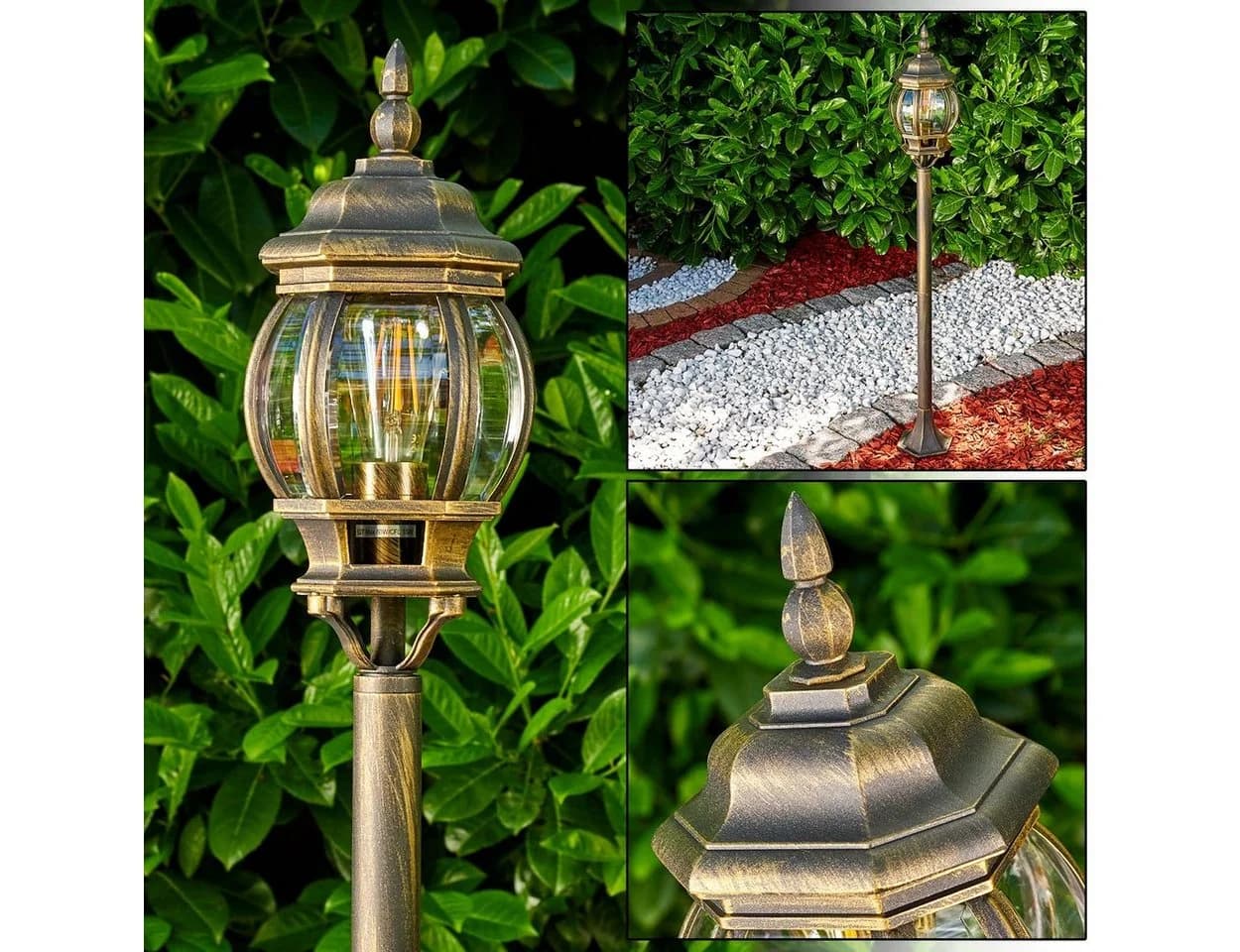 hofstein Außen-Stehlampe »Meyen« Braun/Gold Aluguss