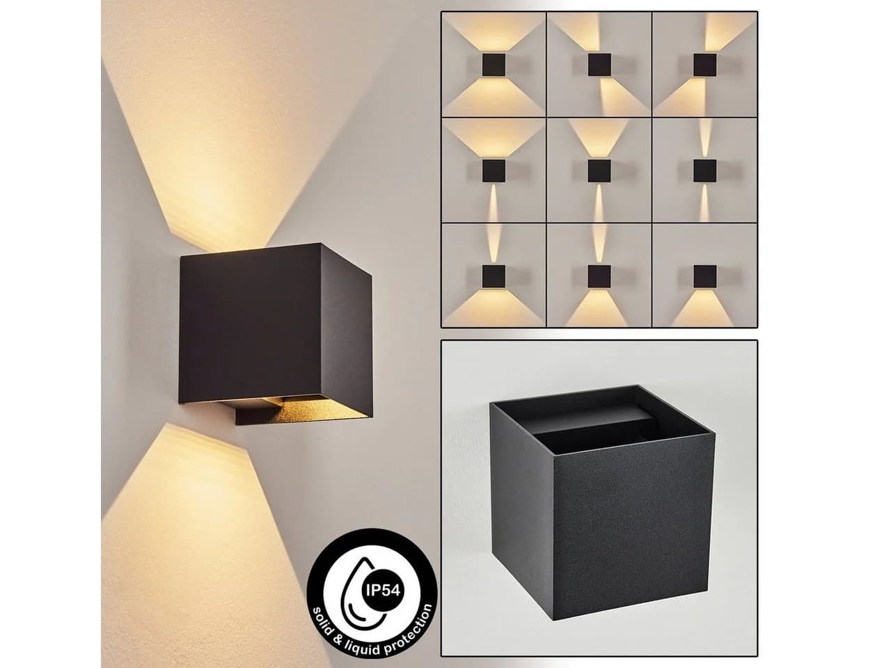 hofstein Außen-Wandleuchte Salbertand Schwarz LED 3000K