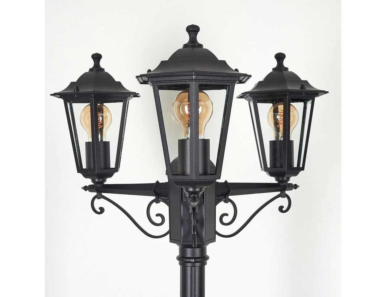 hofstein Außen-Stehlampe Wegeleuchte Metall/Glas Schwarz/Klar IP44 3xE27