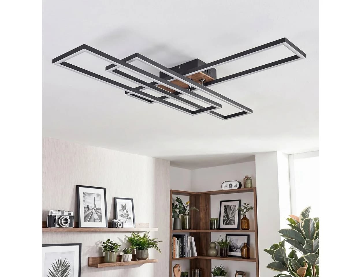 hofstein Deckenleuchte Schwarz/Braun/Weiß LED 40W Modern