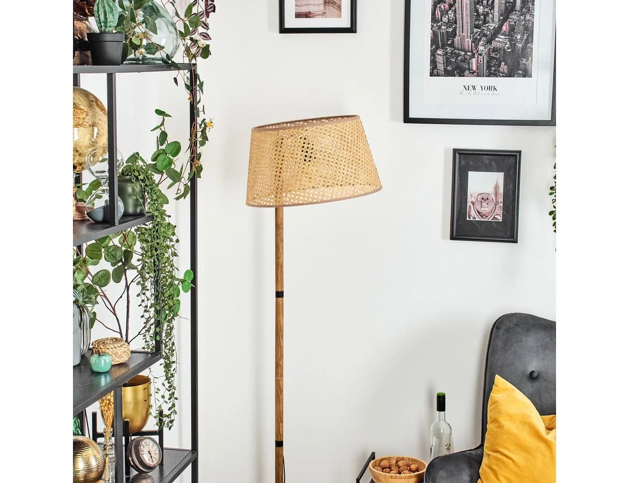 hofstein Stehlampe Rattan/Wienergeflecht Boho-Style