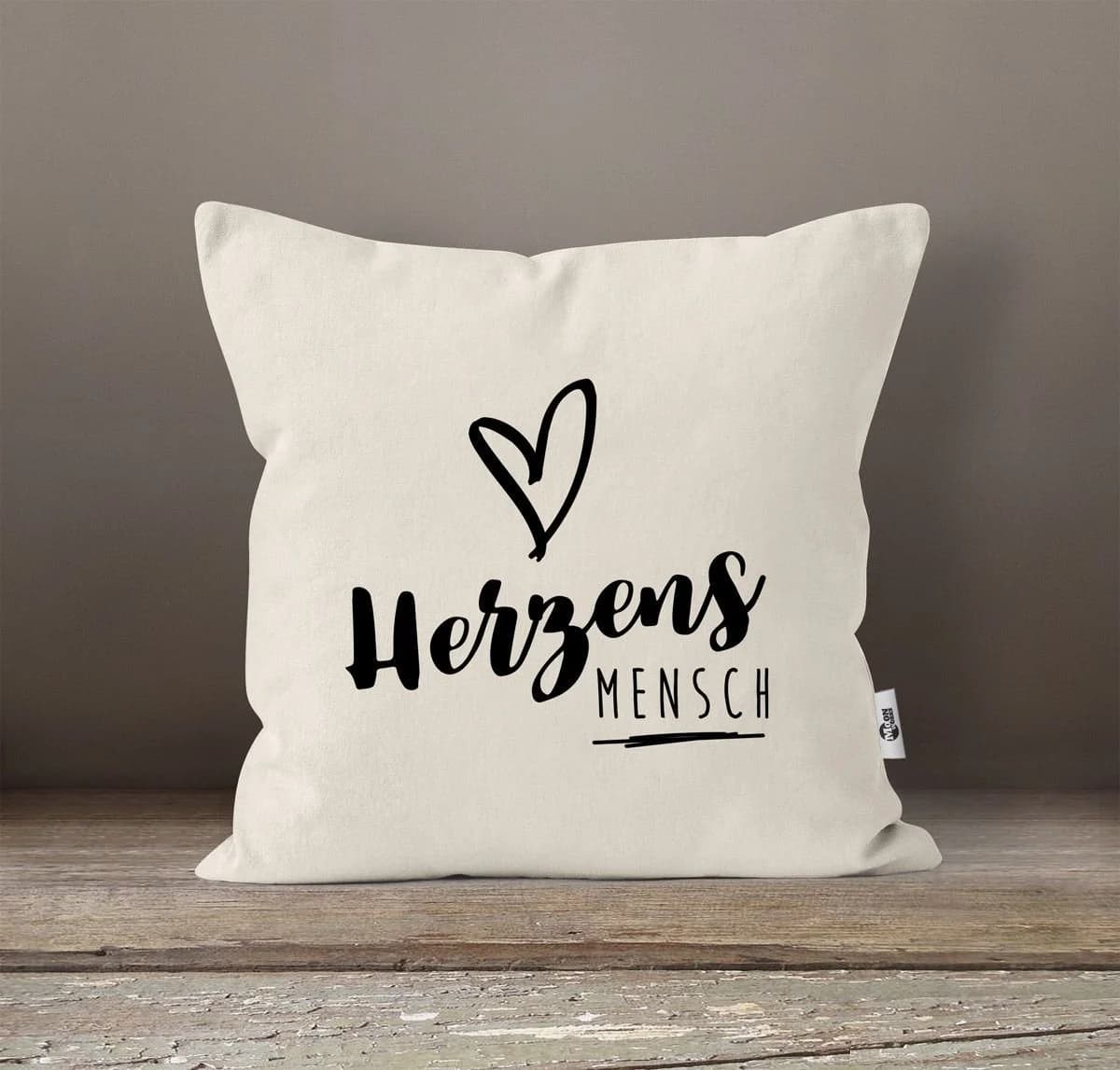 MoonWorks Dekokissen Kissenbezug Herzensmensch Beige