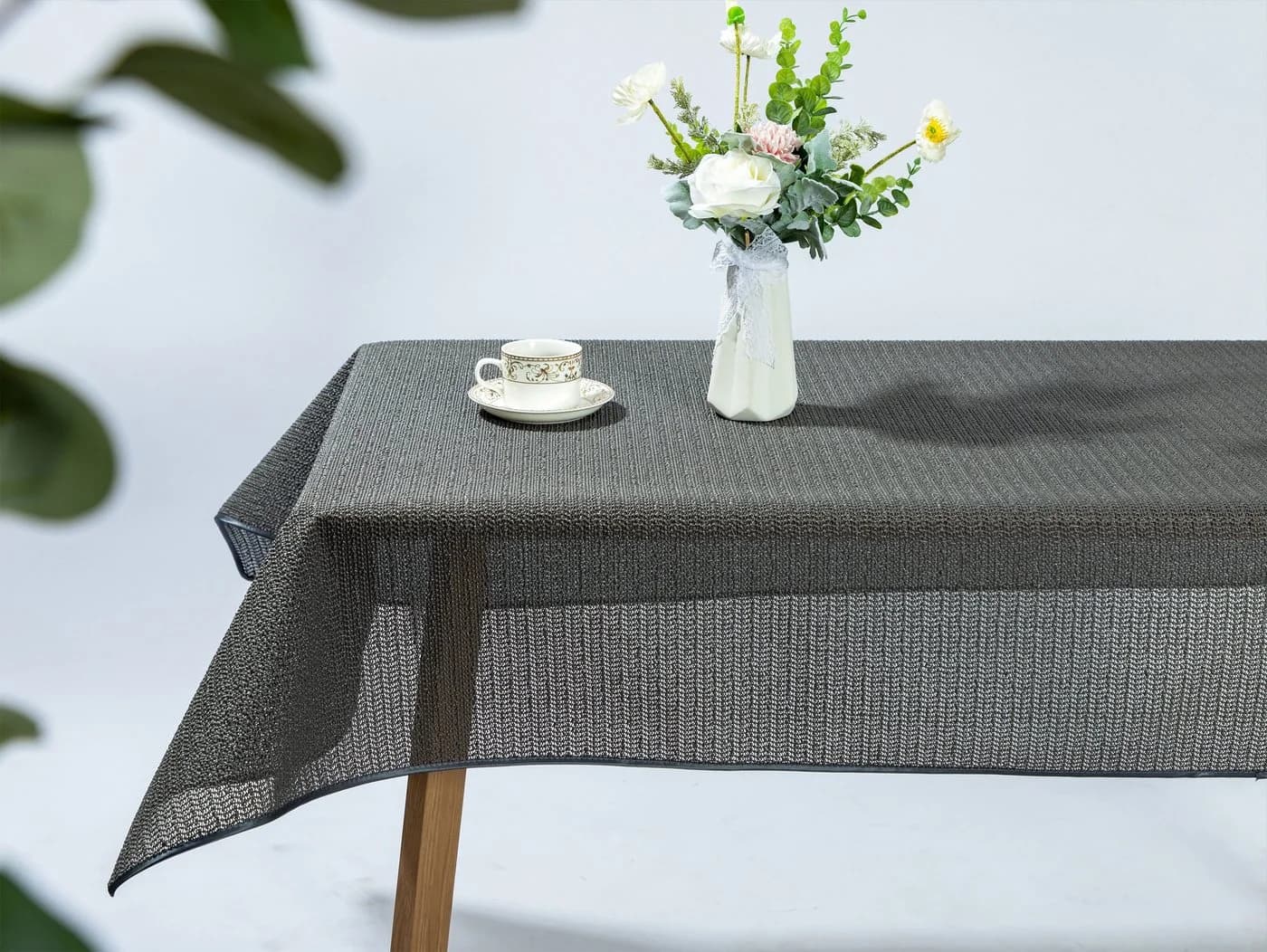 Beautex Tischdecke Tokio Weichschaum mit Paspelband Anthrazit