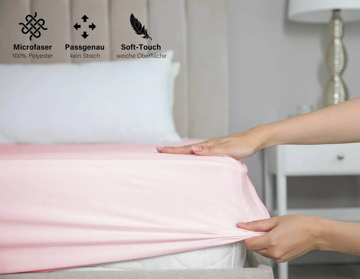 Beautex Spannbettlaken Mikrofaser Rosa Rundumgummizug