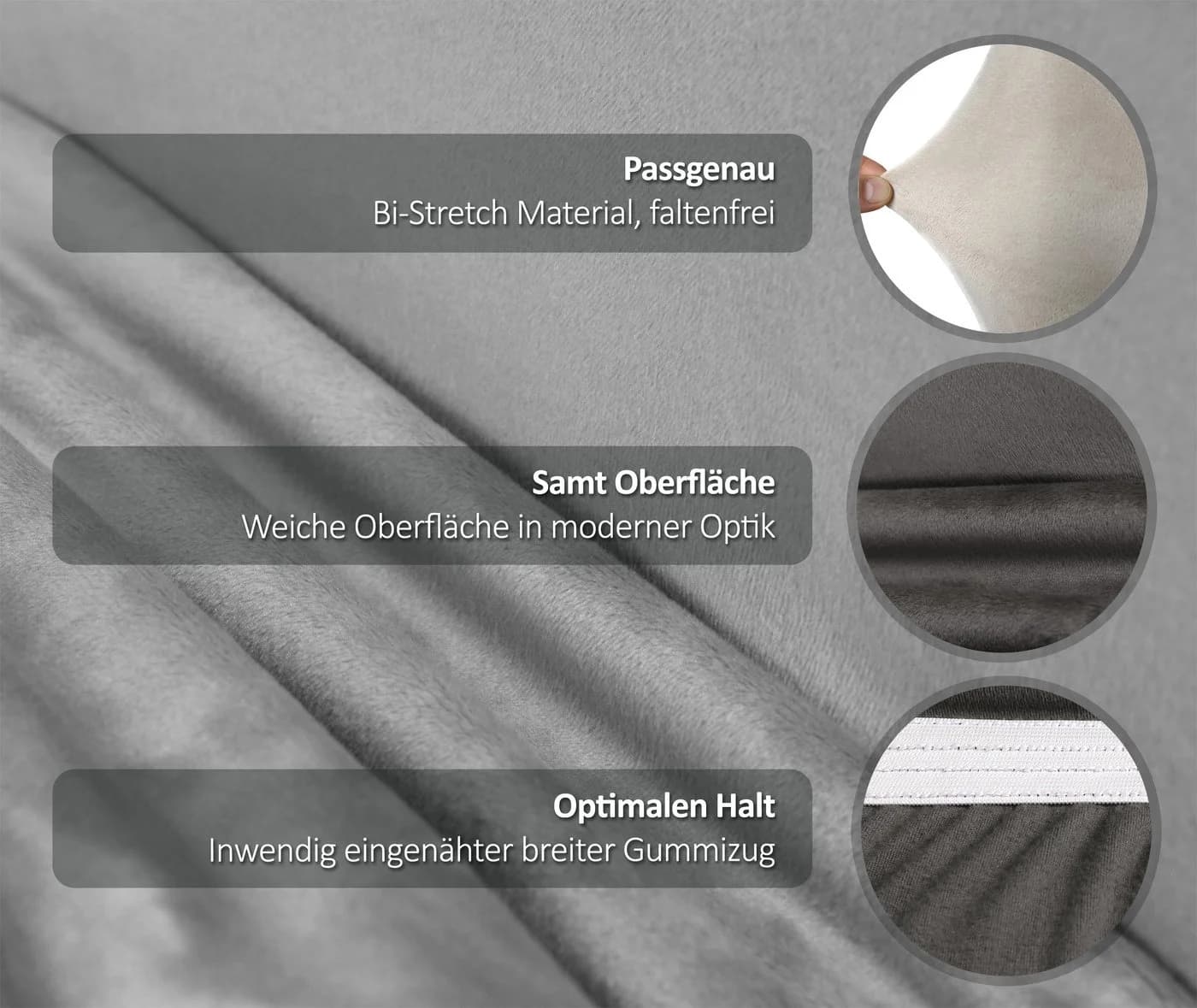 Beautex Stuhlhusse 6er Set LEA Hellgrau Elastische Microfaser