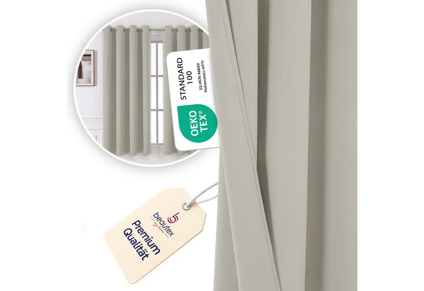 Beautex Verdunkelungsvorhang Creme blickdicht abdunkelnd