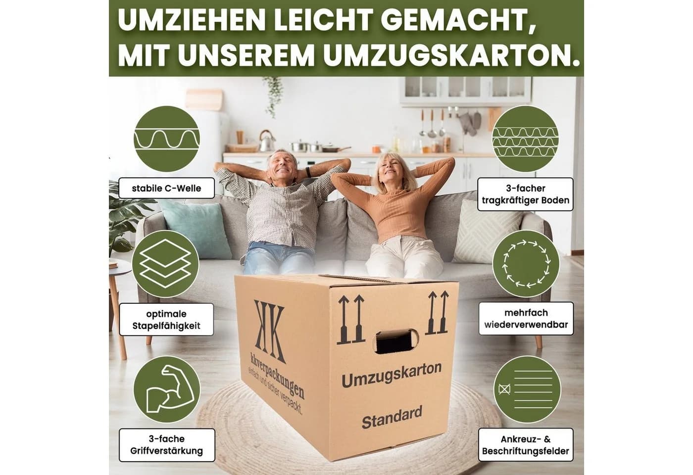 KK Verpackungen Umzugskartons 50er-Set Braun