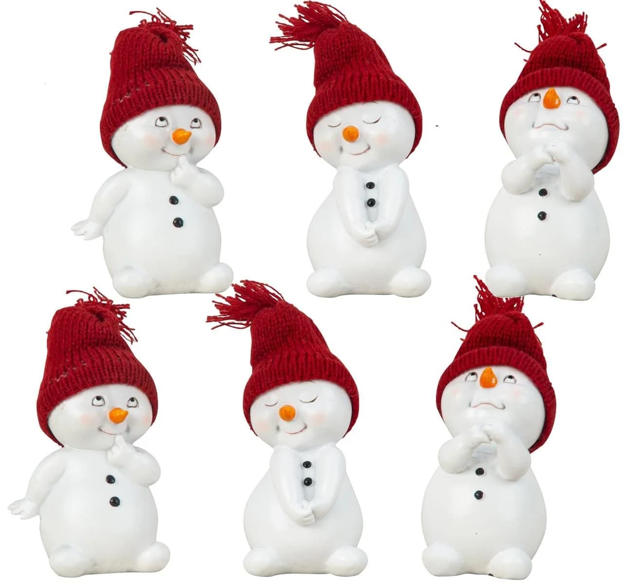 Geschenkestadl Schneemann 6er Set Winterdeko Strickmütze