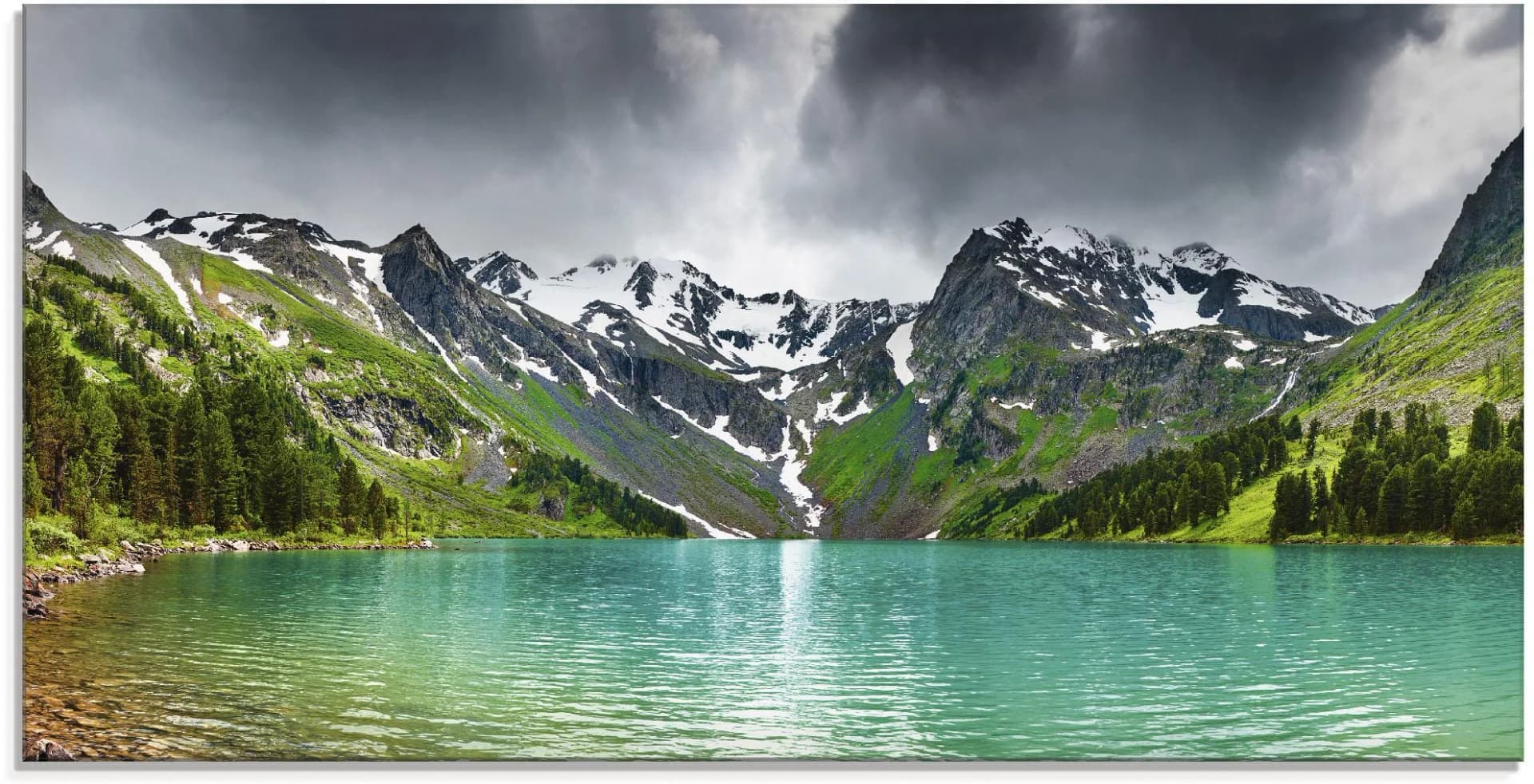 Artland Glasbild Bergsee 100x50 cm