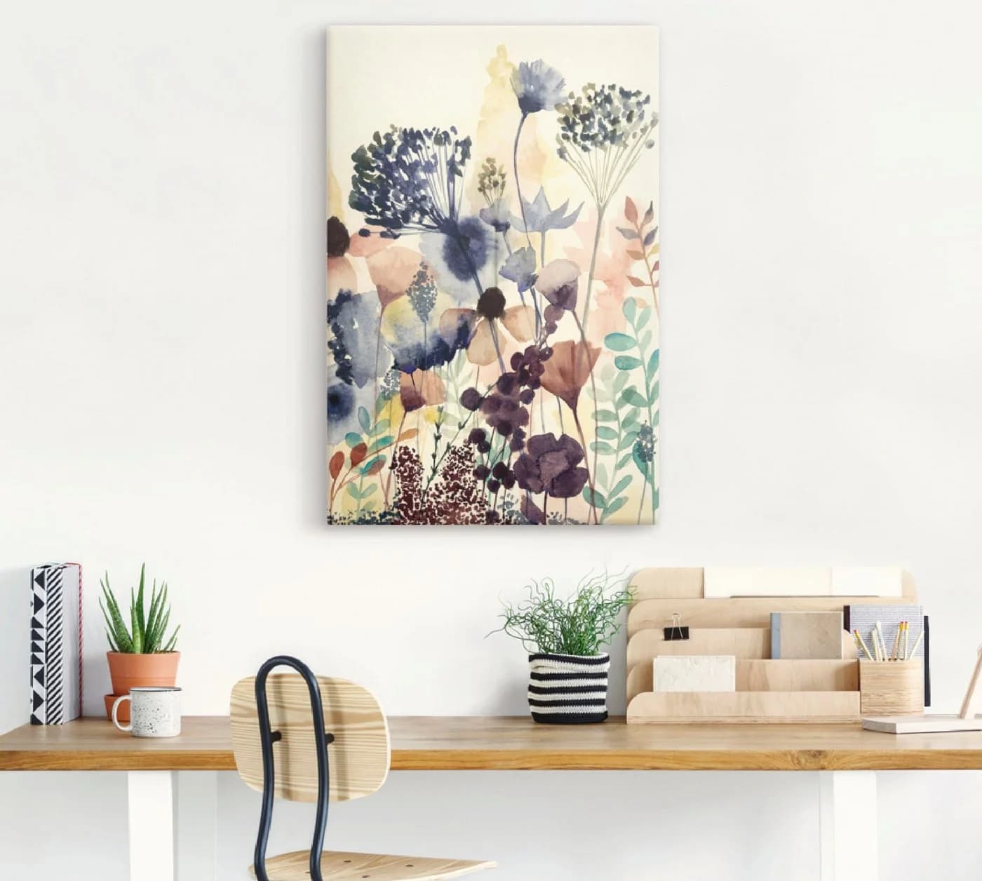 Artland Leinwandbild Sonnengetrocknete Blüten II Blumenwiese auf Holzrahmen gespannt