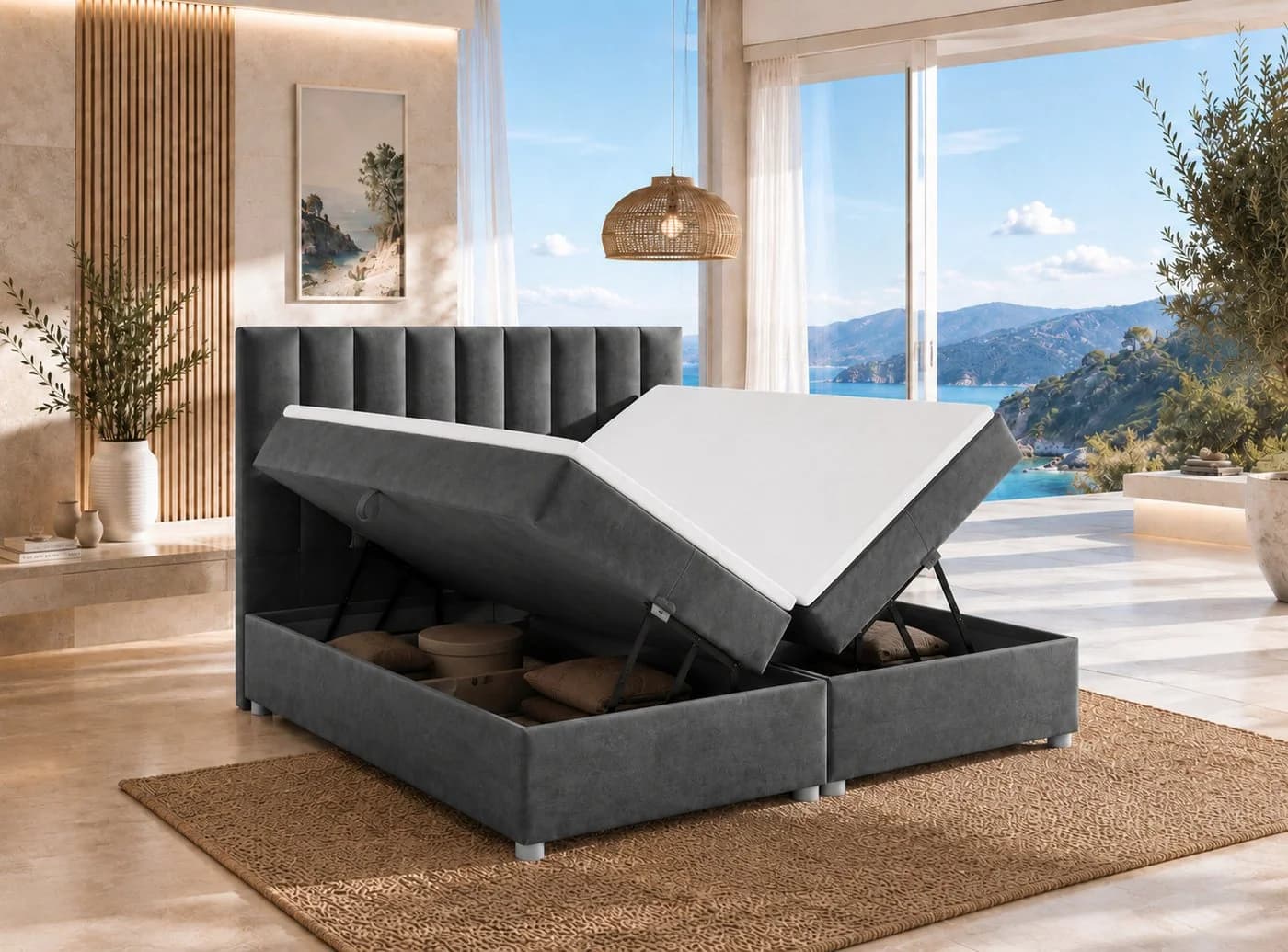Best for Home Boxspringbett Trinity K-10 mit Bettkästen grau