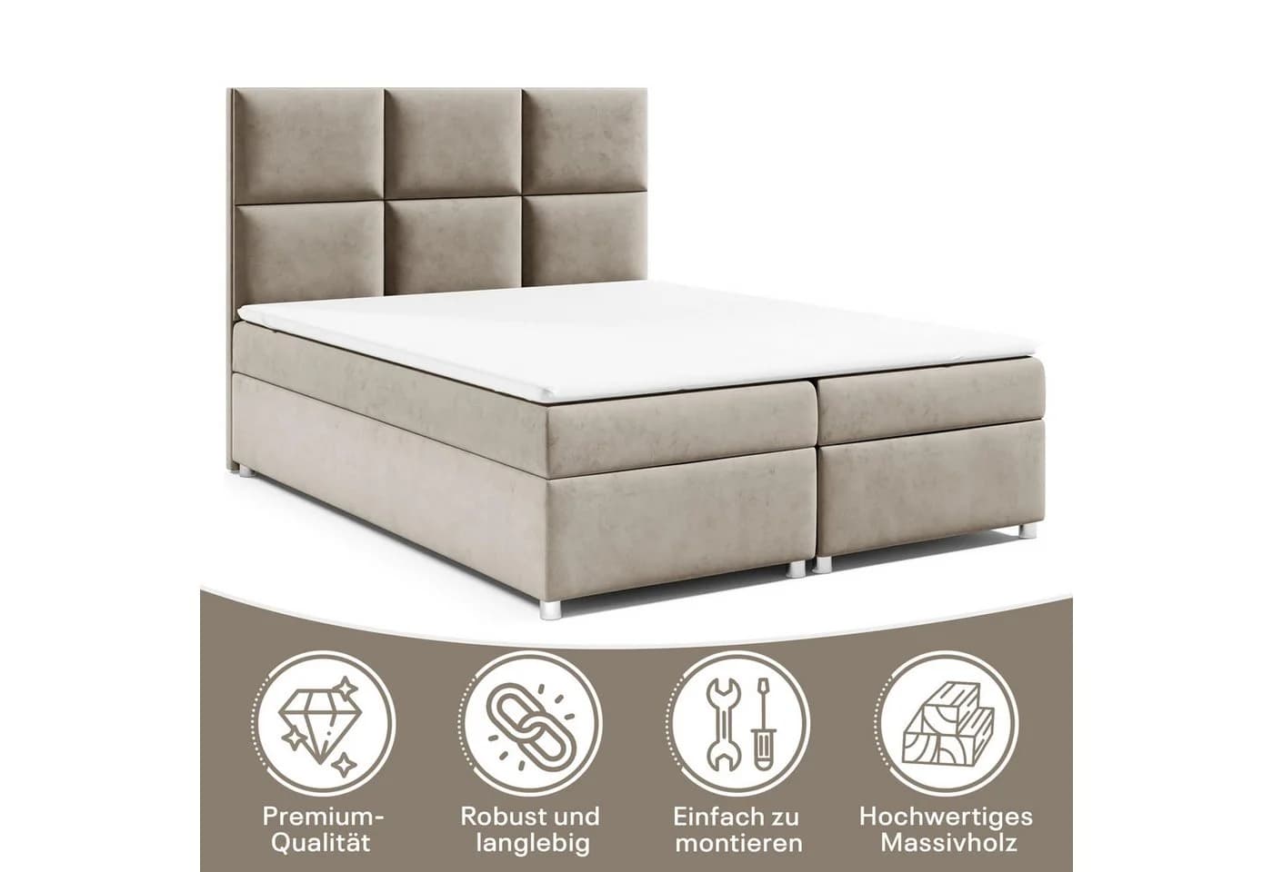Best for Home Boxspringbett Trinity K-13 mit Bettkasten und Komfort Topper