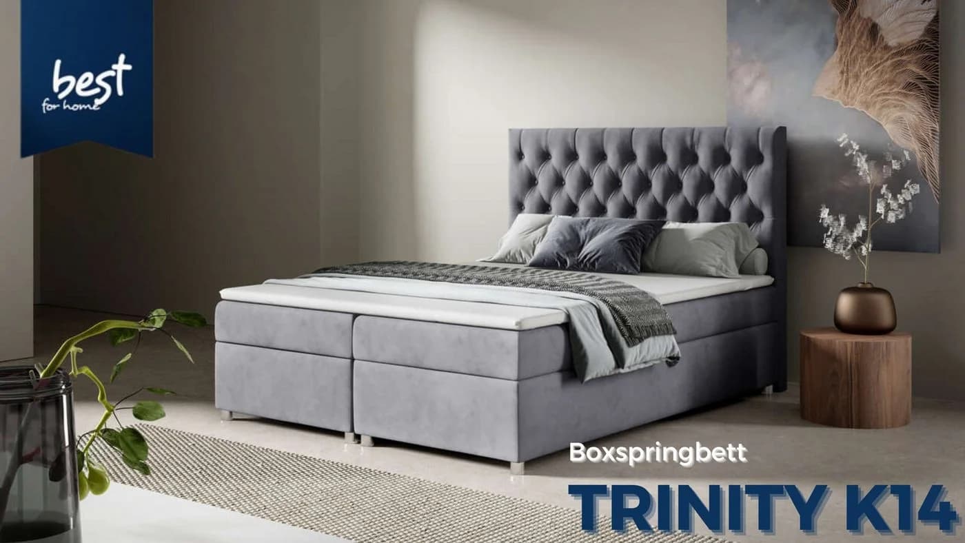 Best for Home Boxspringbett Trinity K14 mit Bettkasten Beige Samt