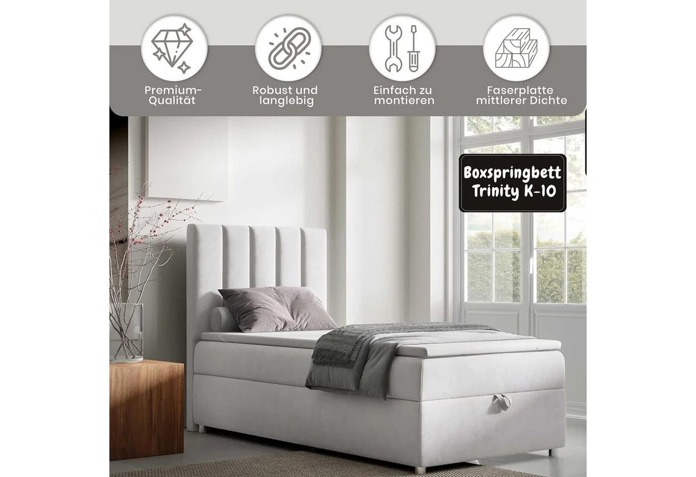 Boxspringbett aus Massivholz mit Bonellfederkern