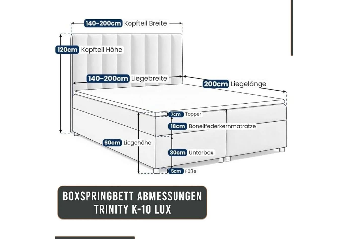 Best for Home Boxspringbett Trinity K10 mit Stauraum und Komfort-Topper