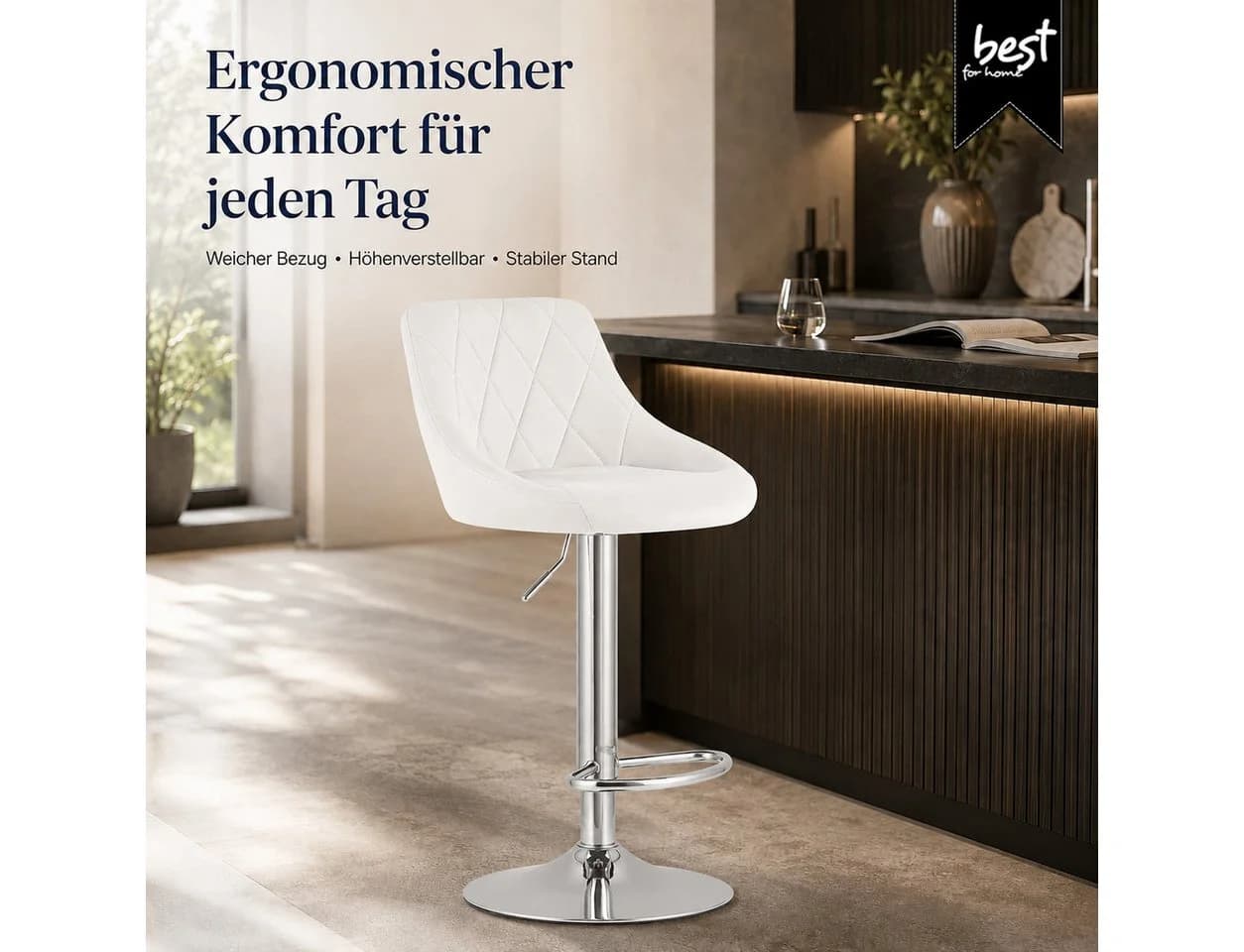 Best for Home Barhocker höhenverstellbar weiß