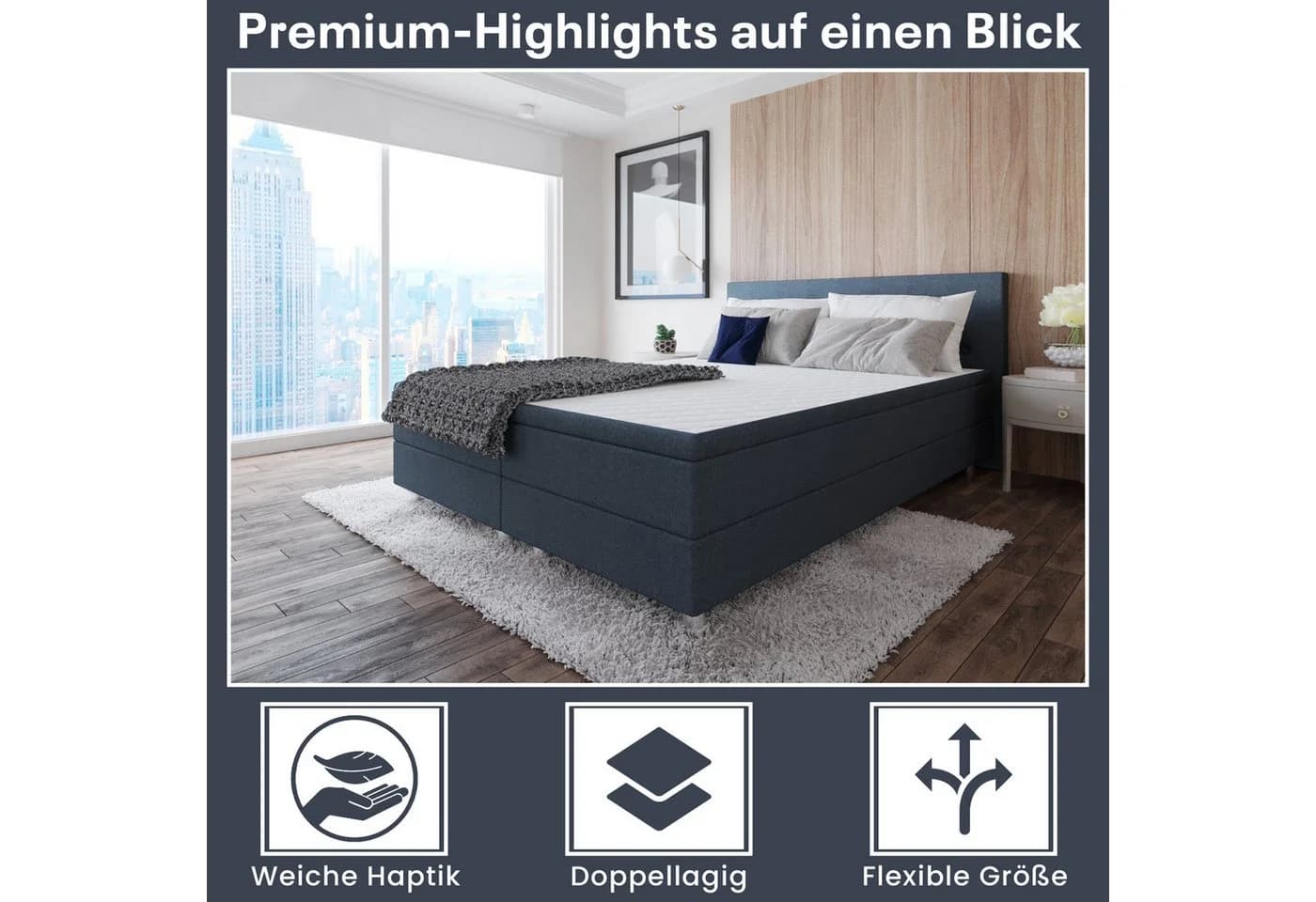 Best for Home Boxspringbett Neo Sawana mit Bonellfederkern und Topper