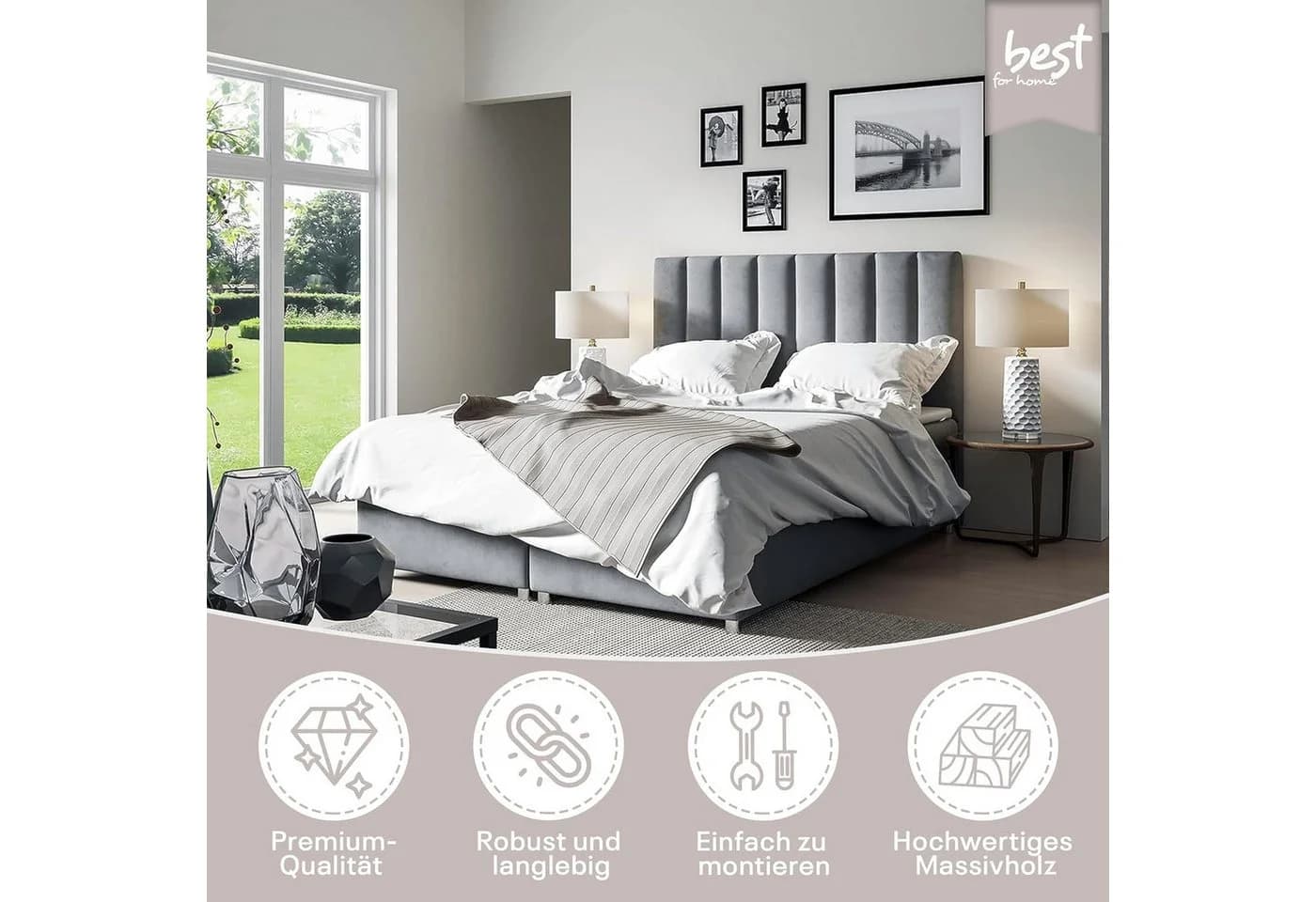 Best for Home Boxspringbett Trinity K-10 mit Bettkasten und Bonellfederkern