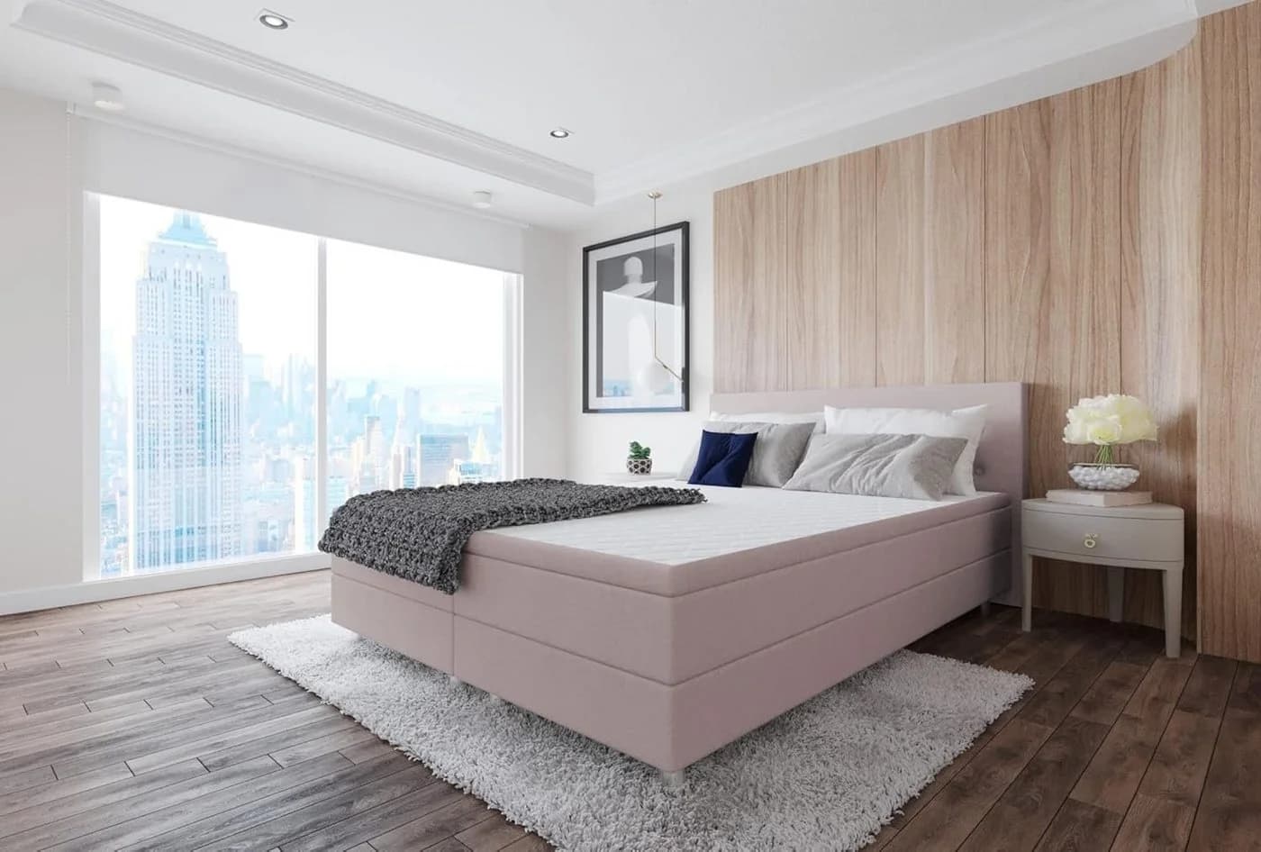 Best for Home Boxspringbett Neo Sawana Weiß mit Bonellfederkernmatratze & Topper