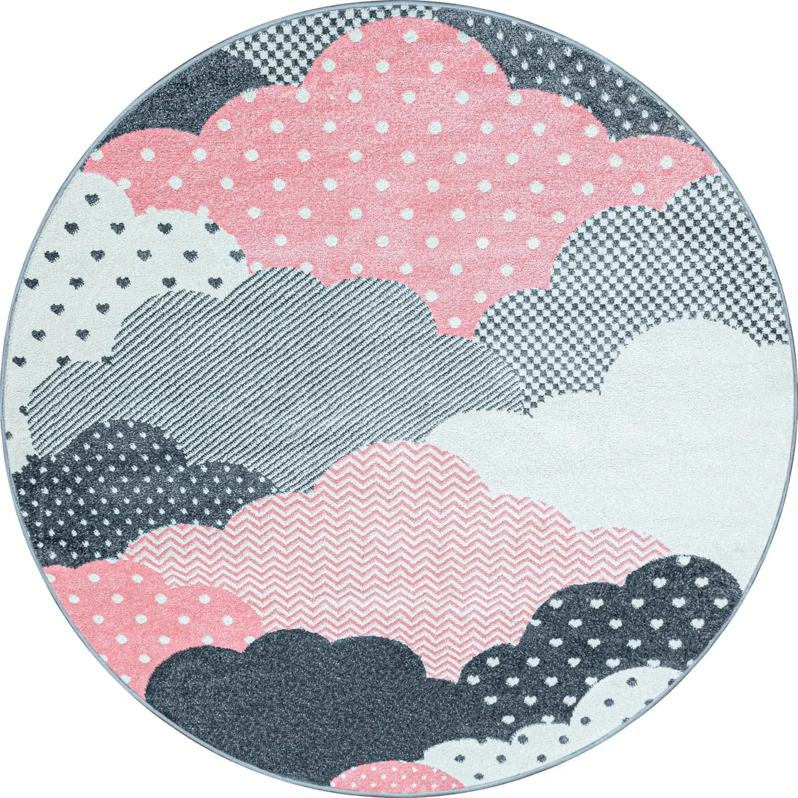 Kinderteppich AYYILDIZ TEPPICHE "Bambi 820" Wolken-Motiv Pink Kunstfaser