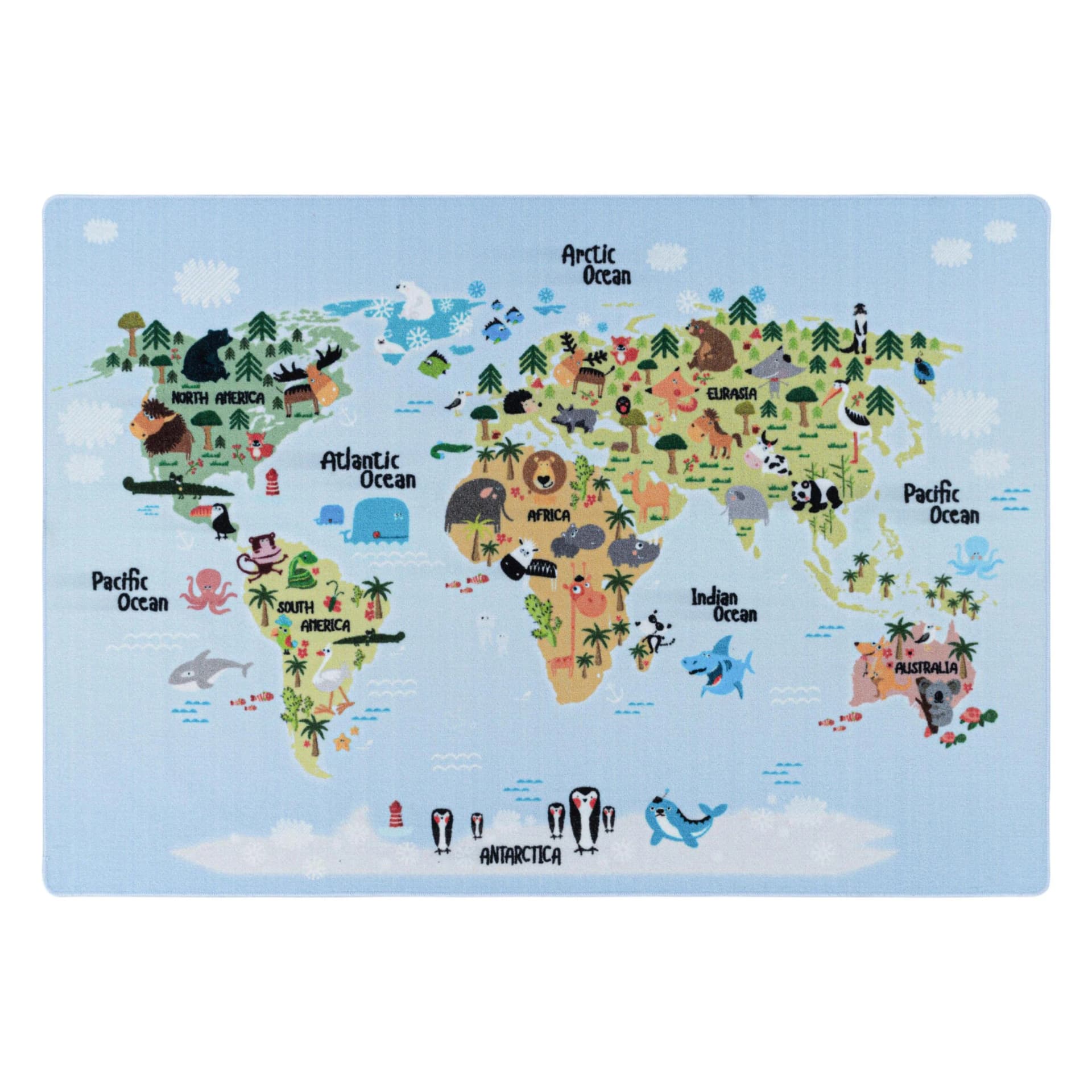 Kinderteppich AYYILDIZ PLAY 2917 Blau Weltkarte Kurzflor