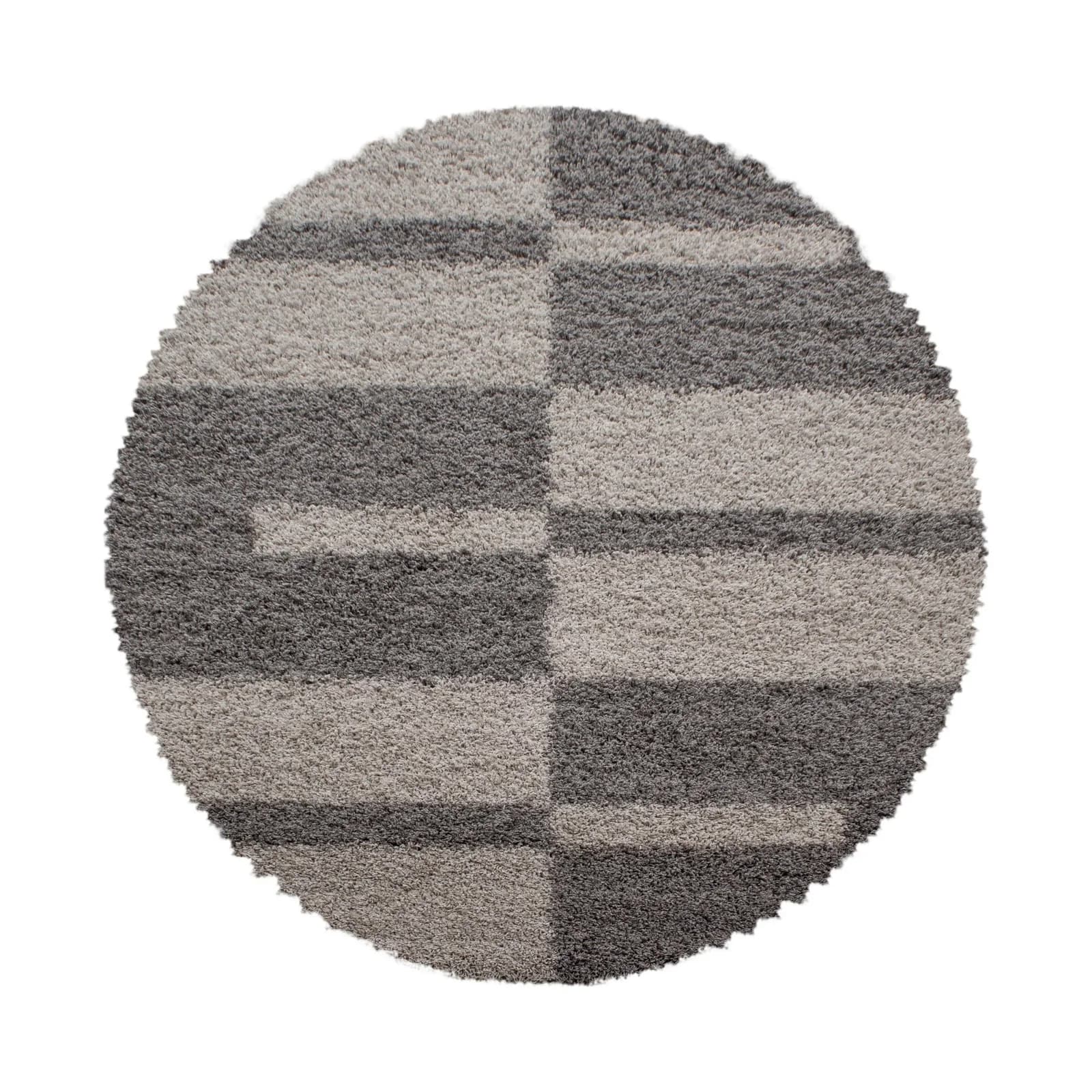 AYYILDIZ TEPPICHE Gala Shaggy 2505 Hochflor-Teppich Grau Taupe Rund
