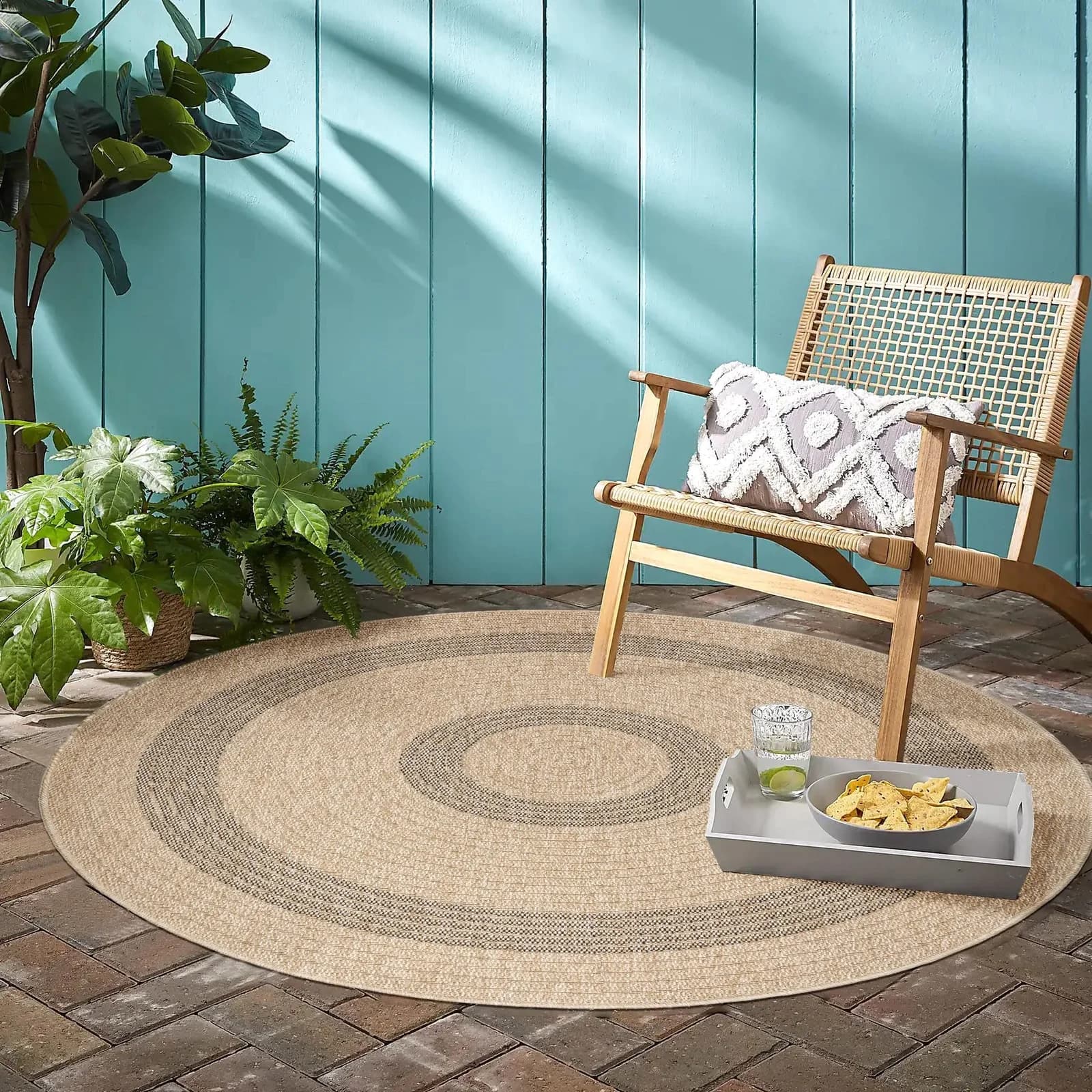 Ayyildiz Teppiche COMILLA 0886 Outdoorteppich Schwarz Rund