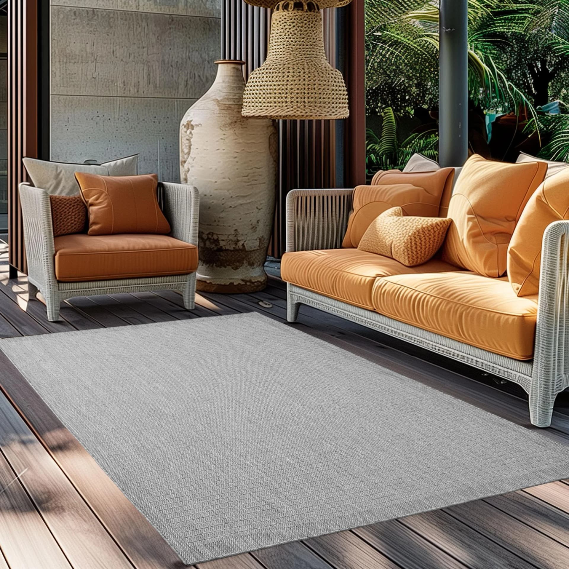 AYYILDIZ TEPPICHE GIZA 1410 Outdoorteppich Grau Polypropylen